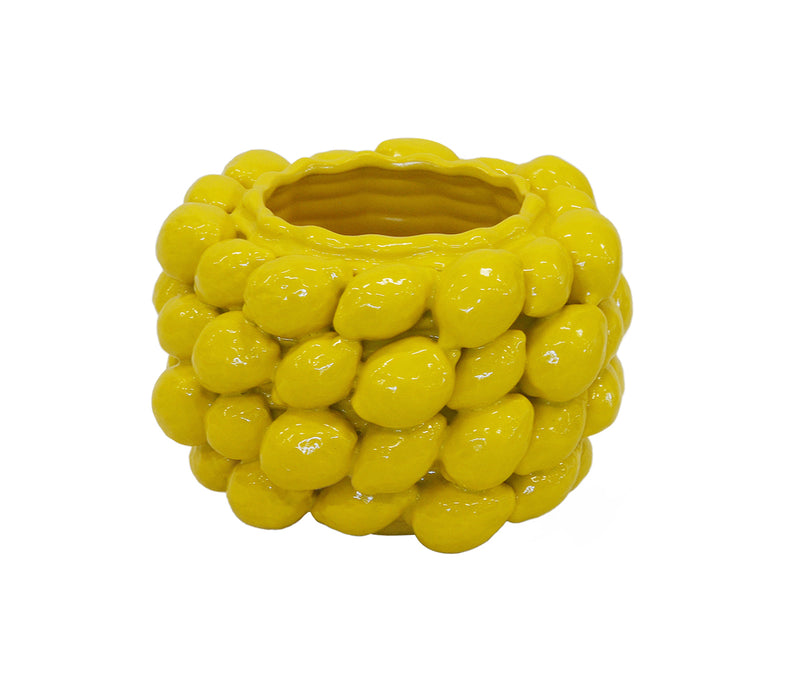 Introducing our large yellow ceramic lemon vase, standing at 22CM tall and 33CM in diameter. With its vibrant color and generous size, this vase will make a statement in any room. Made of high-quality ceramic, it is durable and visually appealing. Perfect for displaying a beautiful bouquet or as a standalone piece-UNIQUE INTERIORS