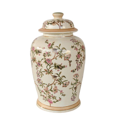 This ornamental ceramic jar is a unique piece, ideal for your home décor. The Large Floral Ginger Jar measures 42x23 cm, allowing it to stand out in any space.