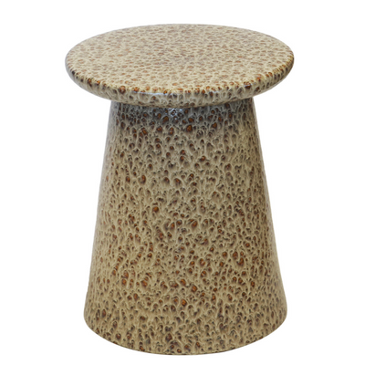 GARDEN STOOL SPECKLED ANIMAL PRINT CERAMIC 44CM (H) X 36CM (D)   Expertly crafted with stylish speckled animal print, this ceramic garden stool adds a touch of whimsy to any outdoor space. Standing at 44cm tall and 36cm in diameter, it provides practicality and charm to your garden or patio. Elevate your outdoor decor with this unique piece.  Delivery 5 to 7 working days   