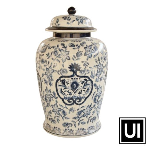 This 40x22cm Large Blue Flower Ginger Jar from our ceramic decor range adds a unique touch to any home. Featuring vivid colors and fine details, this jar is sure to become a standout feature in your living space. An attractive and timeless piece for any interior, it&