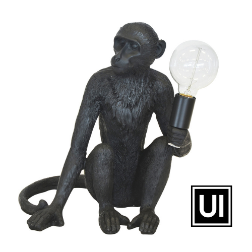 Resin monkey lamp x.large black Unique Interiors