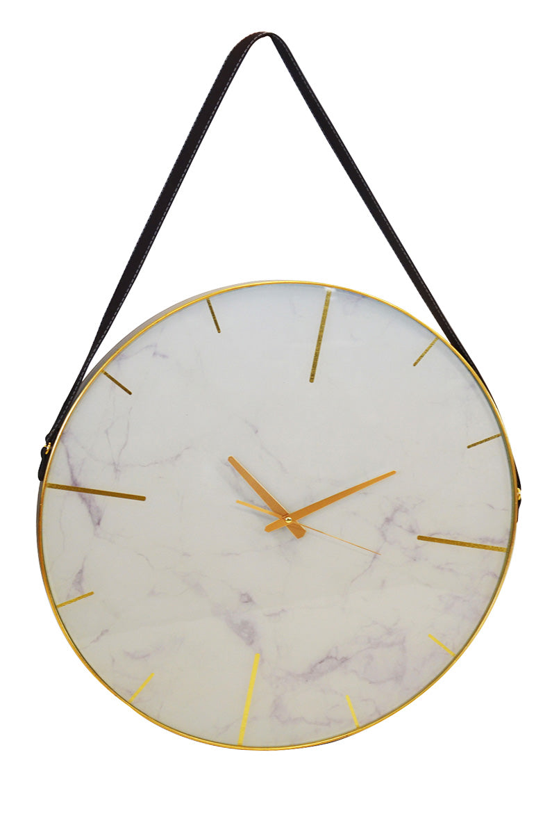 Glass clock white marble 60 cm
