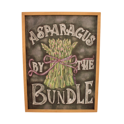 Asparagus Blackboard Sign from Unique Interiors. This one-of-a-kind sign features a classic blackboard design that will bring a sense of style and sophistication to any room. Its high-quality construction guarantees durability and long-lasting use. Display in your home or office for a touch of modern elegance.