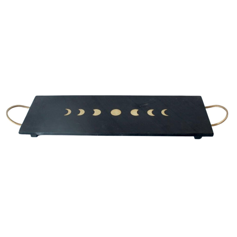 This elegant tray will bring an air of sophistication to your dining table. Crafted with a black slate & brass inlay marble construction, it is 46x15cm and perfect for plating up meals or presenting cheese. Durable handles let you carry your serve with ease. Unique Interiors