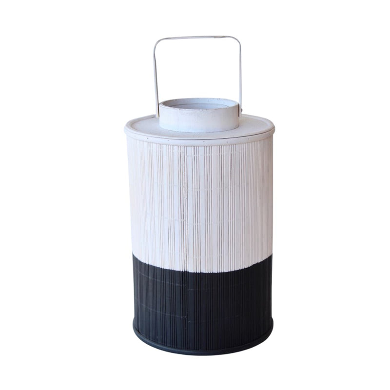 This 46X23cm Black and white bamboo lantern is the perfect addition to your home. It adds a unique style to any interior and makes a beautiful centerpiece wherever you place it. This lantern is made from high-quality bamboo, giving it a sturdy and timeless look.  unique interiors 