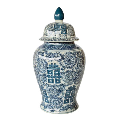 Blue & white Chinese ginger jar 48x22cm  Introducing our Blue & White Chinese Ginger Jar from Unique Interiors, a beautiful and timeless piece that will add a touch of elegance to any space in your home. This ginger jar is expertly crafted with perfect quality ceramic glazed, ensuring the highest quality of craftsmanship.
