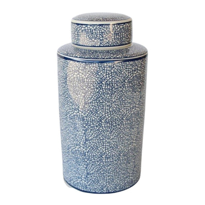 Medium blue and white flower ginger jar.  Bring in the classical beauty with this beautiful jar