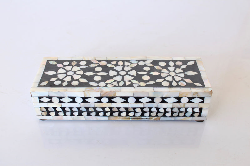 MOTHER OF PEARL BLACK OBLONG BOX 5X23X8CM
