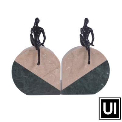 Elevate your bookshelves with this stylish and elegant set of bookends featuring a combination of beige and grey marble with black metal legs. Crafted to exacting specifications of 8" wide x 20.5" tall, these bookends provide the perfect balance of classic design and modern flair.  unique interiors lifestyle   Look no further than this unique ornament.   This is the perfect gift for any home.