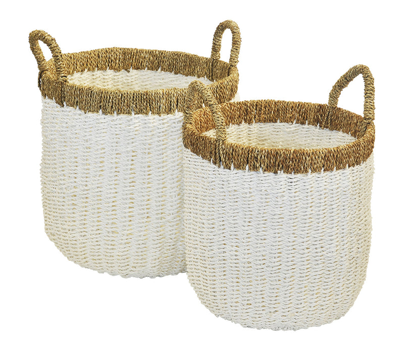 Basket hemp white set of 2