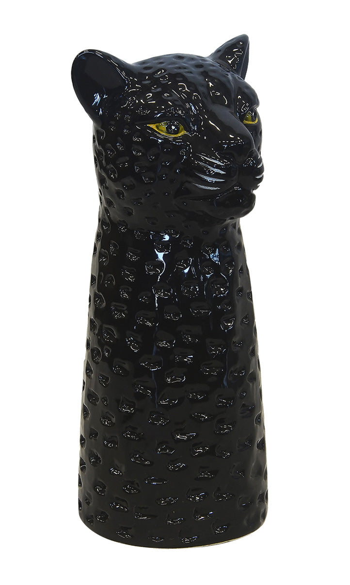 Expertly crafted, the Ceramic Black Panther Vase Small stands 41.5CM tall. Made with precision, this vase adds a touch of elegance to any room. Its sleek black design and iconic panther shape make it the perfect statement piece for discerning decor enthusiasts-UNIQUE INTERIORS