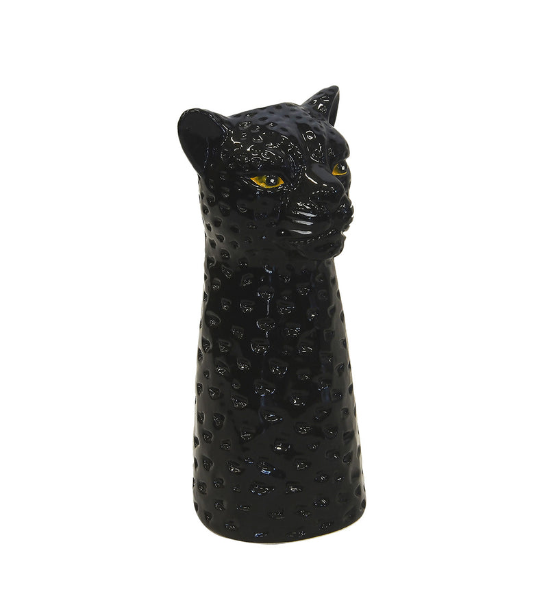 Expertly crafted, the Ceramic Black Panther Vase Small stands 31.5CM tall. Made with precision, this vase adds a touch of elegance to any room. Its sleek black design and iconic panther shape make it the perfect statement piece for discerning decor enthusiasts-UNIQUE INTERIORS