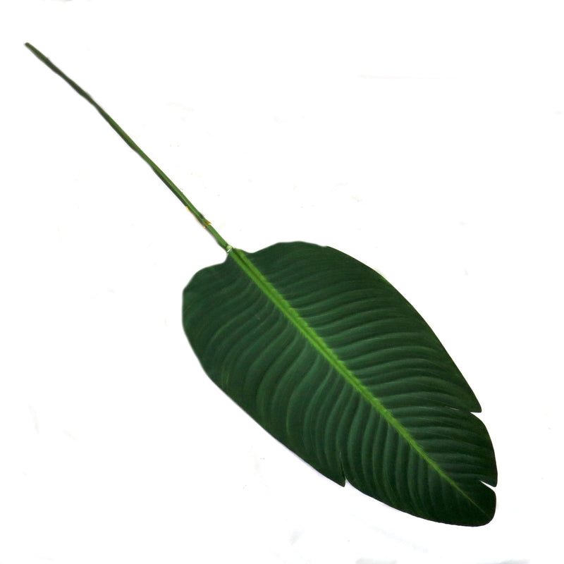 This Giant Bird Of Paradise Leaf measures 91cm in length. Enhance your home or garden decor with this impressive, life-like leaf. Adds a touch of natural beauty and ambiance to any space. Made from high-quality materials for long-lasting durability-unique interiors