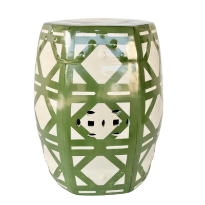 This sophisticated white and green hexagonal garden stool is an ideal addition to any outdoor or indoor space. The 46 x 32 cm structure provides a stable and comfortable seating solution, 