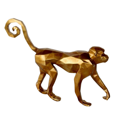 GOLD ORIGAMI MONKEY 13X30CM Introducing our elegant Gold Origami Monkey, measuring 13x30cm. Crafted with precision and attention to detail, this piece adds a touch of sophistication to any room. Made with high-quality materials, it is durable and long-lasting. Perfect for home decor, a unique addition to your collection.  Delivery fee 5 to 7 working days