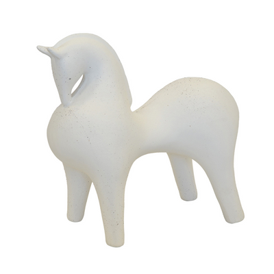 CERAMIC HORSE STATUE WHITE (36CM (H) X 40CM X 20CM Discover the elegance and sophistication of our Ceramic Horse Statue. Standing at 36cm tall, this stunning white statue is carefully crafted from high-quality ceramic and measures 40cm by 20cm. Its sleek design and intricate details make it the perfect addition to any home decor. Bring a touch of grace and gracefulness to your space with this beautiful piece.   Delivery 5 to 7 working days   - UNIQUE INTERIORS