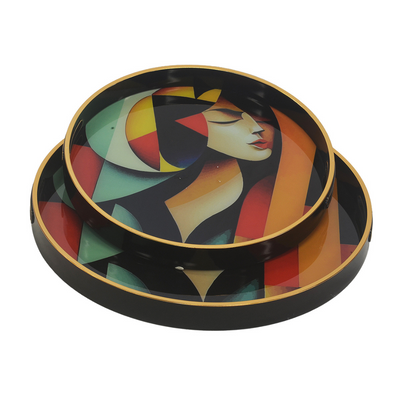 GLASS TRAY ROUND SERENITY SET OF 2 Expertly crafted from high-quality glass, this Round Serenity Tray Set of 2 will add a touch of elegance to any space. The perfect blend of form and function, these trays are not only beautiful, but also durable and versatile. Ideal for serving or displaying, they are a must-have for any home.  45CM X 45CM X 4CM  35CM X 35CM X 4CM     Delivery 5 to 7 working days