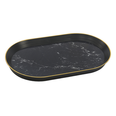 GLASS TRAY OVAL BLACK Discover the sleek and modern design of our Glass Tray Oval Black. Made with high-quality glass, this tray is perfect for entertaining and serving food. Its oval shape provides a unique look and its black color adds a touch of elegance. Upgrade your dining experience with this stylish tray.   57CM X 34CM X 5CM Delivery 5 to 7 working days