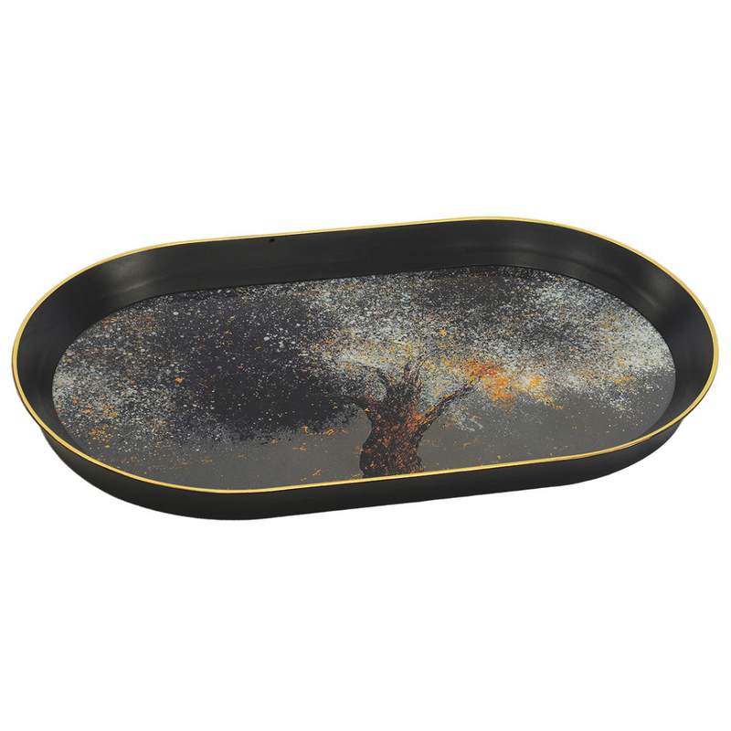 GLASS TRAY OVAL MOONLIGHT Expertly crafted, the GLASS TRAY OVAL MOONLIGHT is a stunning addition to any home decor. Made of high-quality glass, its unique oval shape and "moonlight" design bring a touch of sophistication to your living space. Perfect for displaying jewelry, candles, or other items, this tray will elevate the style of any room.   57CM X 34CM X 5CM  Delivery 5 to 7 working days   