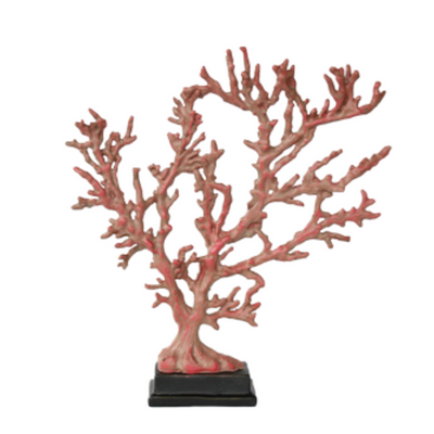 DUSTY RED LARGE CORAL 42X37CM Add a pop of color and elegance to your home decor with this EXTRA LARGE RED CORAL ON STAND ornament. Made of durable resin, this DUSTY RED piece measures 42X37CM, adding a touch of beauty and grandeur to any room. Perfect for those looking for a bold and sophisticated statement piece.  DELIVERY 5 to 7 working