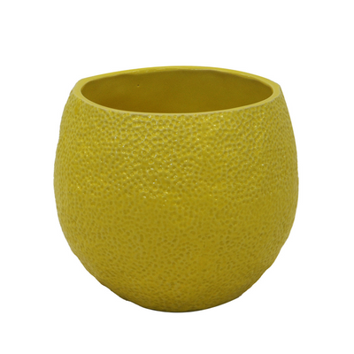 CERAMIC LEMON POT YELLOW LARGE Introducing our Ceramic Lemon Pot Yellow Large, measuring 17cm by 17cm. Made from high-quality ceramic, it adds a vibrant touch to your home decor. With its eye-catching lemon design, it's perfect for holding kitchen utensils or as a standalone piece. Elevate your space with this functional and stylish addition.  Delivery 5 to 7 working days