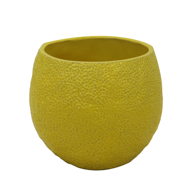 CERAMIC LEMON POT YELLOW LARGE Introducing our Ceramic Lemon Pot Yellow Large, measuring 17cm by 17cm. Made from high-quality ceramic, it adds a vibrant touch to your home decor. With its eye-catching lemon design, it&