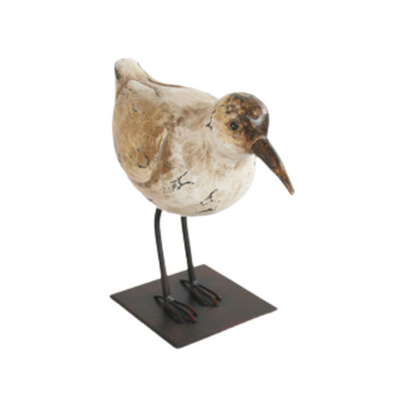 SAND PIPER BIRD ON STAND 20X22CM Expertly crafted with a sand piper bird perched on a stand, this decor piece adds a touch of nature to any space. Standing at 20x22cm, it is the perfect size to adorn your desk, shelf, or mantel. Bring the beauty of the outdoors inside with this stunning addition to your home.    DELIVERY 5 to 7 working