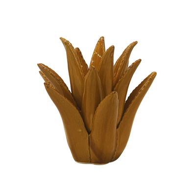 CERAMIC SPIKED ALOE MUSTARD SMALL 20CM (H) X 20CM (D)  Introducing our Ceramic Spiked Aloe Mustard Small - the perfect addition to your home decor. This handcrafted piece stands at 20cm tall and has a diameter of 20cm, making it the ideal size for any room. Its unique design and color add a touch of sophistication and style, sure to impress any guests.  Delivery 5 to 7 working days   