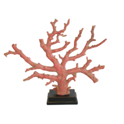DUSTY RED CORAL ON STAND 30X35CM This 30X35CM DUSTY RED CORAL ON STAND ornament, made of high-quality resin, adds a touch of elegance to any room. Its realistic look and sturdy stand make it a durable and visually appealing addition to your home decor. Bring the beauty of the ocean into your home with this stunning piece.  DELIVERY 5 to 7 working