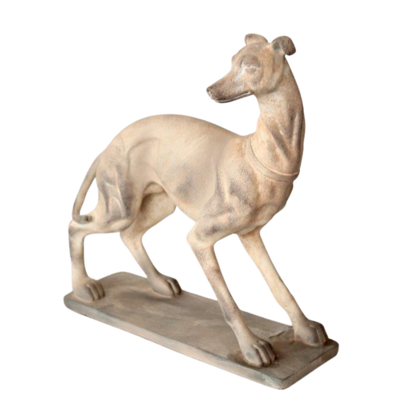 MEDIUM PALE WHIPPET 27X25X9CM As a product expert, I present to you the beautifully crafted MEDIUM PALE WHIPPET decorative piece. Measuring at 27X25X9CM, this piece is the perfect addition to any home decor. Made with precision, it&