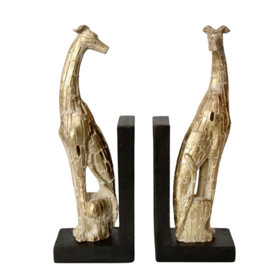 PAIR OF DOG BOOKENDS CHAMPAGNE COLOUR 30X21.5CM Introducing our elegant and functional PAIR OF DOG BOOKENDS in CHAMPAGNE COLOUR, perfectly sized at 30x21.5cm. These bookends not only hold your books securely in place, but also add a touch of sophistication to your home decor. Made with high-quality materials, these bookends are a must-have for any dog lover and avid reader.  Delivery fee 5 to 7 working days