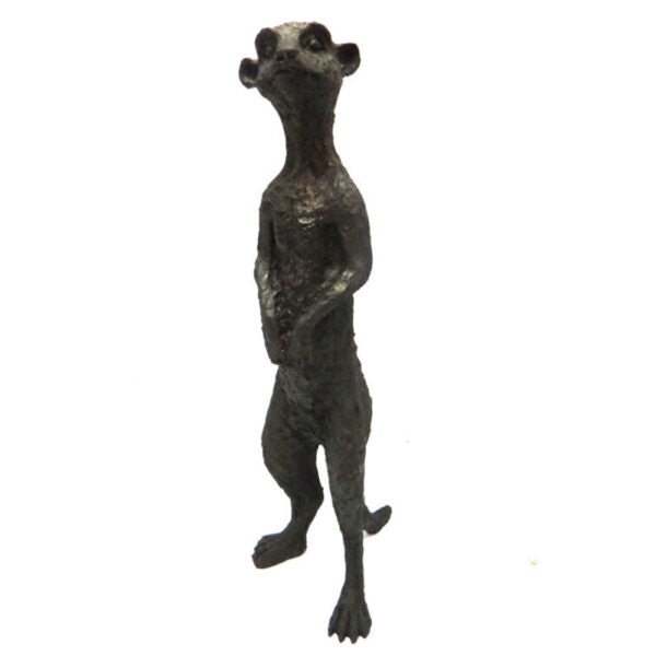 Riki Tiki Meerkat  Meet Riki Tiki Meerkat, the perfect addition to your home. Standing at 36.5cm tall and 11.5cm wide, this handcast meerkat is made from solid, recycled Earth Kind resin. With its beautiful bronze finish and unique meerkattish expression, this product not only adds African charm but also supports sustainable practices- UNIQUE INTERIORS