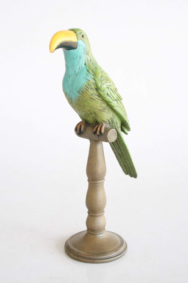 TOUCAN ON STAND GREEN & TURQUOISE 42X16CM