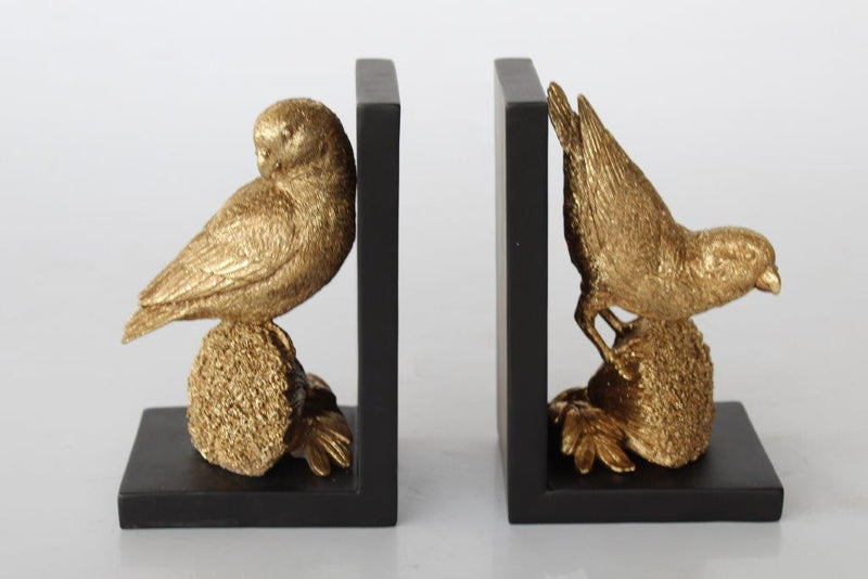 GOLD LOVE BIRDS PAIR OF BOOKENDS 18X11.5CM