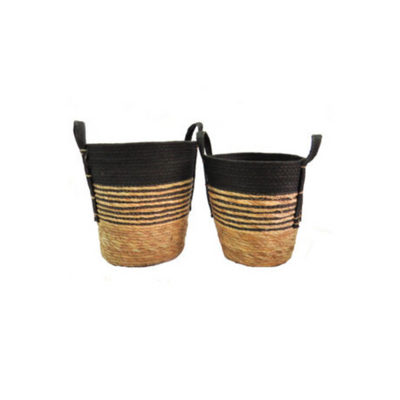 The <span data-mce-fragment="1">Limbo Baskets S/2</span> are expertly crafted from natural materials, providing both beauty and functionality. Perfect for organizing any space, the baskets feature stripes and woven handles for added style. Keep your home tidy and stylish with these versatile baskets.UNIQUE INTERIORS.