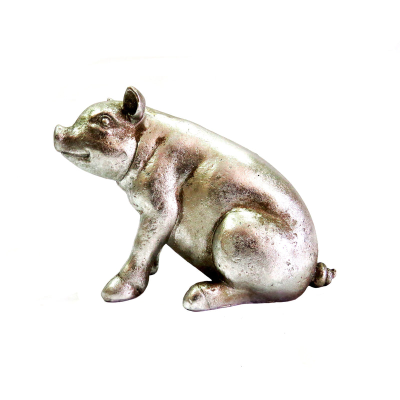Zuzu The Pig is a stunning antique silver pig, measuring 23cm in length and 16.5cm in height. Made with precision, this 450g pig is visually appealing and exudes a sense of elegance. Its robust size is definitely a compliment to its design-unique interiors