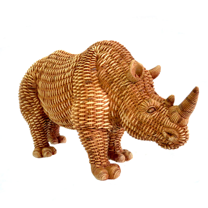 Experience the majesty of the Phoenix The Rhino. Measuring 30.5cm long and 16.5cm high, this natural-colored rhino features a stunning weave finish. With a weight of 830gms, it&