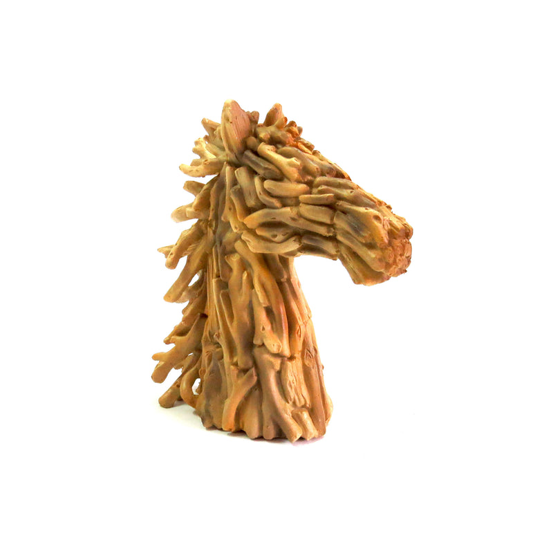 The Godfather Horse is a natural-looking driftwood sculpture with a unique horse head design. Hand-crafted from 850gms of original materials, it stands at 17cm in width and 17.5cm in height. Its interesting finish adds character to any interior-unique interiors