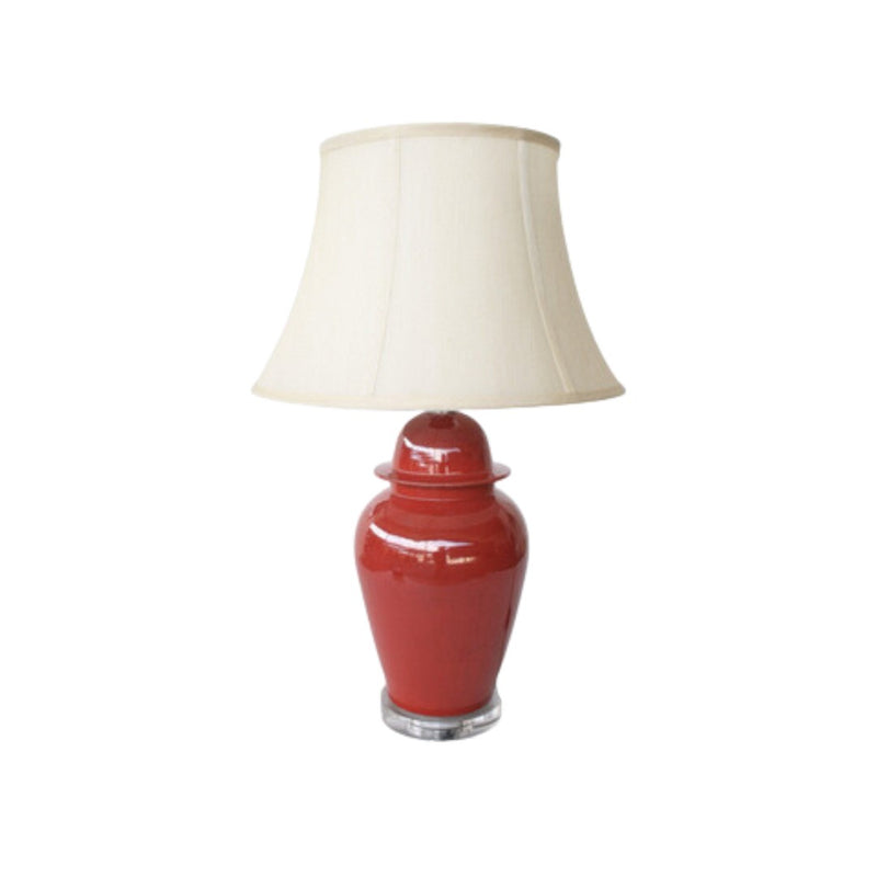 Light up your living space with our Red Lamp Perspex Base 68CM. Featuring a striking perspex base and a soft cream shade, this elegant lamp is just the right size for any bedroom, lounge or entertaining area. Add a touch of sophistication to your home while illuminating it with stunning light - with a Red Lamp Perspex Base 68CM in your home, you can&