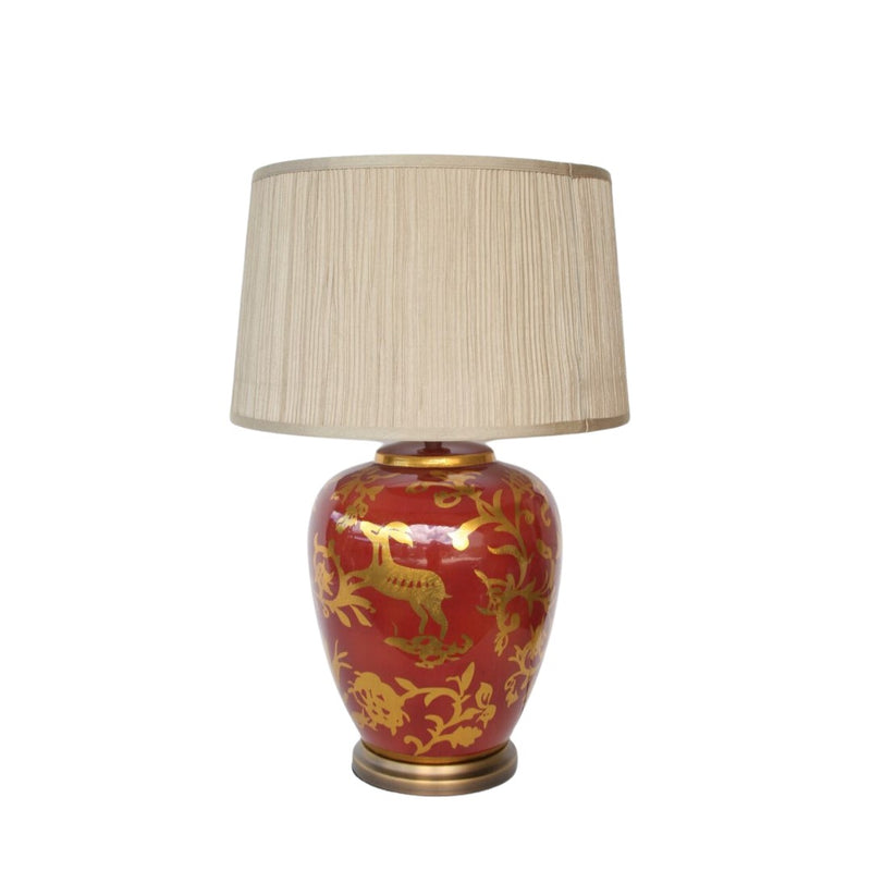 Red Gold Lamp and shade unique interiors 