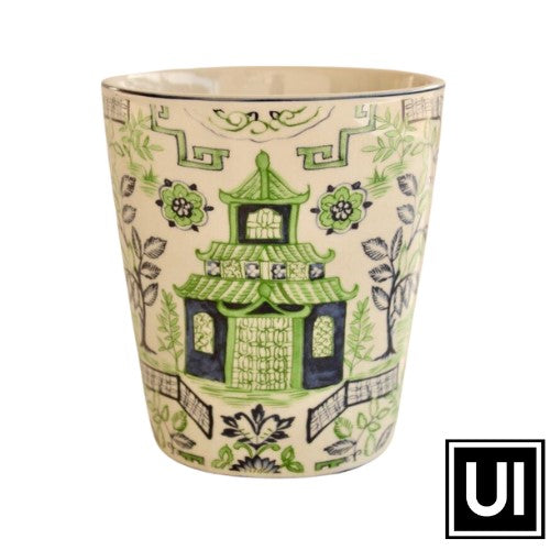 This beautiful 15x14cm ceramic planter pot is the perfect addition to any garden or home decor. The small pagoda planter features a unique, intricate blue and green detailing that will bring a stylish touch to your space.  Unique Interiors 