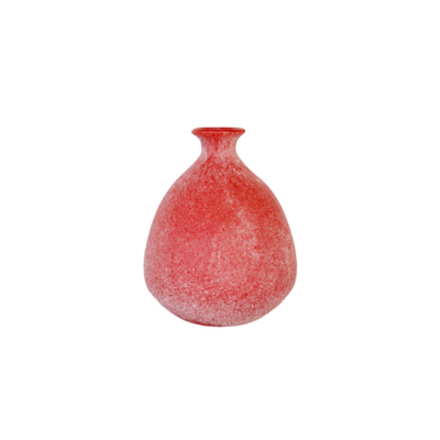    This modern red frosted vase will bring a modern look to your home. Crafted from frosted glass and painted with a stunning red hue, it adds a depth of color while brightening up any room. Perfect for flowers or as a stand-alone piece.    Delivery 5 - 7 working days