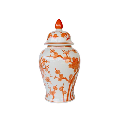 This classic Large pale orange ginger jar 45X24CM is an essential addition to any home décor - don't miss out! It adds a touch of elegance and sophistication while adding a subtle pop of color to any room. It's sure to be a timeless conversation starter.