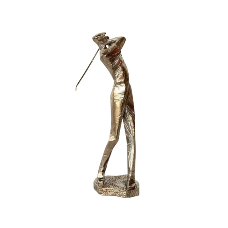 Silver Golfer On Stand 37X16CM  Hit a hole in one with this 37x16cm Silver Golfer On Stand! Perfect for sprucing up your lawn or golf-themed living room, it&