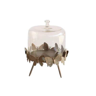 Wowing your guests has never been easier! With this Metal Butterfly Glass Dome Cake Stand 25X18CM, you can serve your cakes in style and give your party that extra touch of elegance. Crafted with a strong and sturdy acrylic, heavy cakes and treats are a breeze to handle and the 25X18CM serves up plenty of food-serving space - goodbye, boring, average-sized stands. Get your party started with some extra 'wow'! Delivery 5 - 7 working days