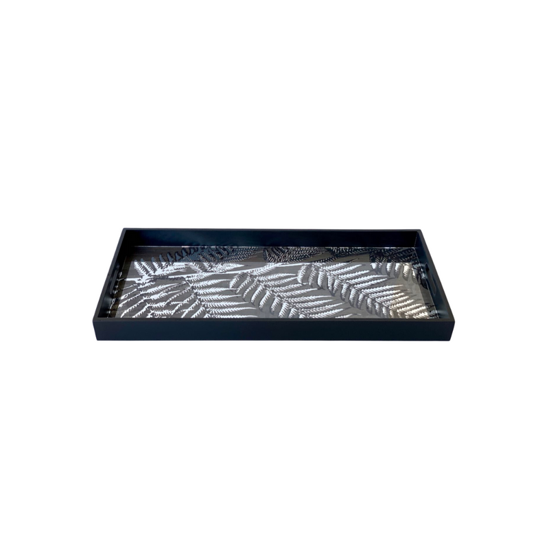 Black leaf gold and silver side table tray 69X66X32cm