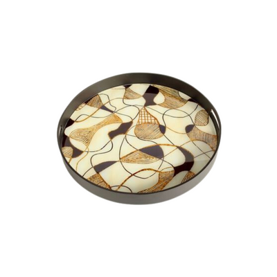 This beautiful, large round tray will be a stylish addition to your home decor. Crafted from black, white, and gold tones, it measures 6X49.5cm - perfect for displaying your favorite items in any room. Delivery 5 - 7 working days