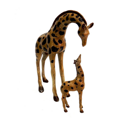 Experience the wonders of Motherhood with this beautiful figurine set of a mother and baby giraffe. Handcrafted in Africa, these 30 centimeter tall pieces capture the essence of maternal love and the beauty of nature. Add a touch of African charm to your decor and cherish the bond between mother and child with this unique piece.UNQIE INTERIORS.