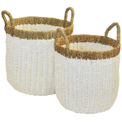 This set of two white hemp baskets from Unique Interiors bring style and functionality to your home. Crafted from natural hemp for durability and strength, these baskets provide a great alternative to traditional storage options. The two-piece set ensures that you have enough space to store a variety of items.  Unique Interiors  Size  48CM (H) X 46CM (D)  42CM (H) X 42CM (D)