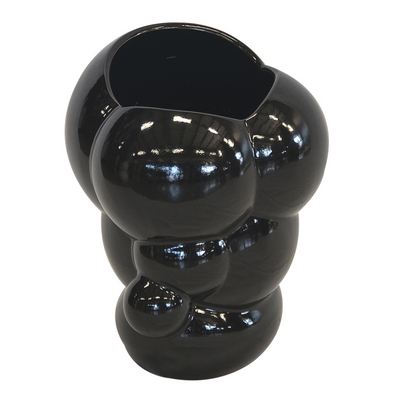 This porcelain ceramic bubble egg planter pot measures 35CM (H) X 33CM (D). It features a unique design that is perfect for interiors.   Ceramic bubble egg vase black large (35cm x 33cm)  Size  35CM (H) X 33CM (D)  Ceramic porcelain decor planter pot.  Unique Interiors